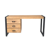 Bureau met 3 lades aan de zijkant, houten blad en zwarte poten