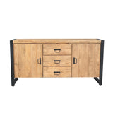 Dressoir met 3 lades in midden en 2 deuren links en rechts, eikenlook.