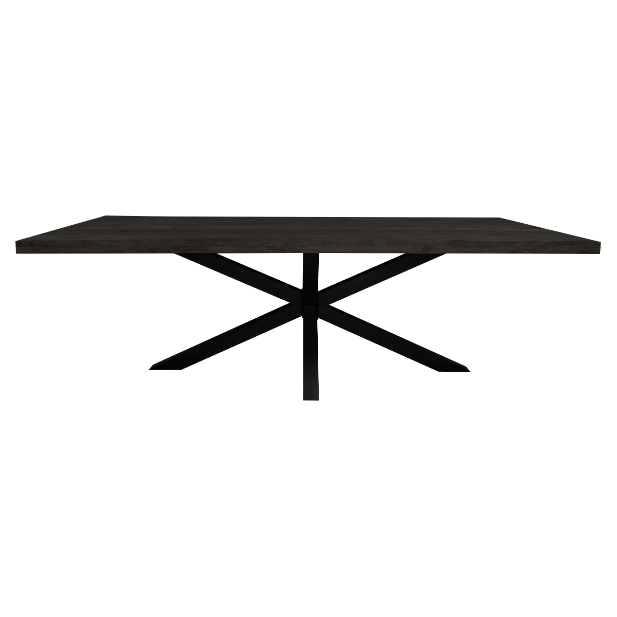 Zwarte rechthoekige eettafel met X-onderstel
