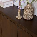 Bruin dressoirfront met schuine naad en bovenbladrand
