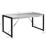 Eettafel Boaz met technische tekening: afmetingen, houten blad en zwart frame