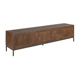 Tv-meubel Madison Brown bruin houtlook met verticale ribbels en zwarte poten