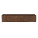 Tv-meubel Madison Brown bruin houtlook tv-kast met slatfront en zwarte poten