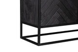 Kast onderstel met metalen frame en ruitmotief deurpaneel, zwart/grijs houtlook.