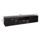 Hangend tv-meubel met afmetingen 160 cm breed en 35 cm hoog, donkergrijs