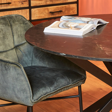 Eetkamertafel Lynn | Rond | Zwart marmer | 130 cm