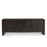 Tv-meubel Zana met 3D paneeldecor en deuren, donker hout, 150 cm