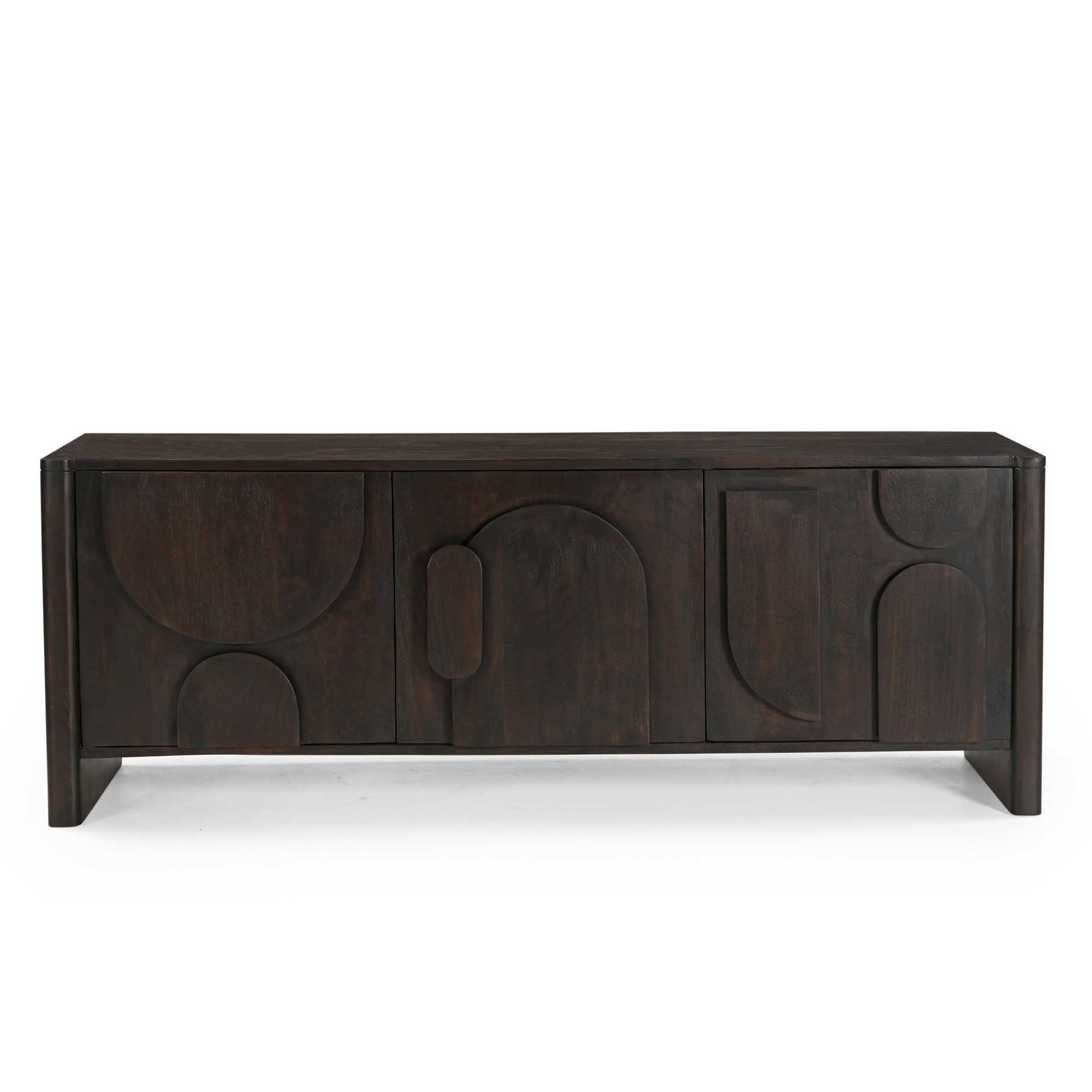 Tv-meubel Zana met 3D paneeldecor en deuren, donker hout, 150 cm