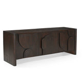 Tv-meubel met paneeldecor op de zijkant en 3D reliëf, donker hout
