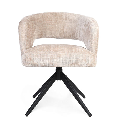Eetkamerstoel Demi | Beige | Poot Zwart | Met armleuning