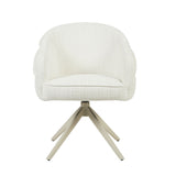 Eetkamerstoel Bella met armleuningen, gebroken witte fauteuil met driepootbasis.