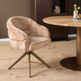 Eetkamerstoel Bella met armleuning, kaneelkleurige bekleding, bronzen poten