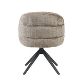 Eetkamerstoel met armleuningen, beige ronde rug en zwarte draaipoot