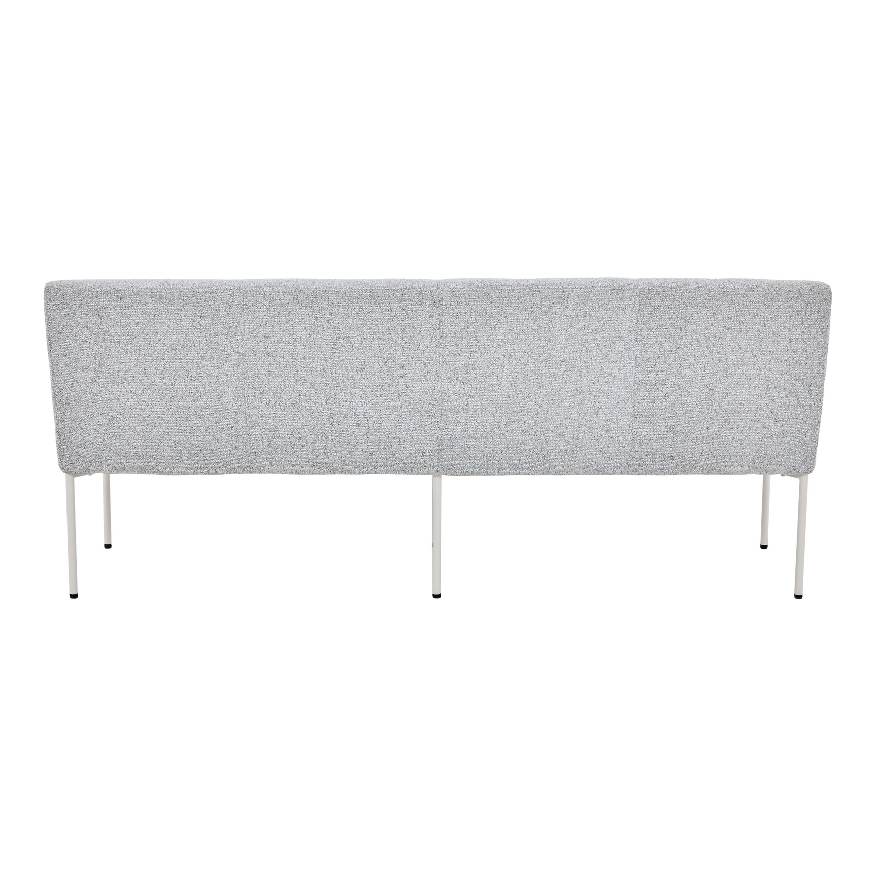 Eetkamerbank Riff met lichtgrijze hoge rug en rechte zitting, 200 cm.