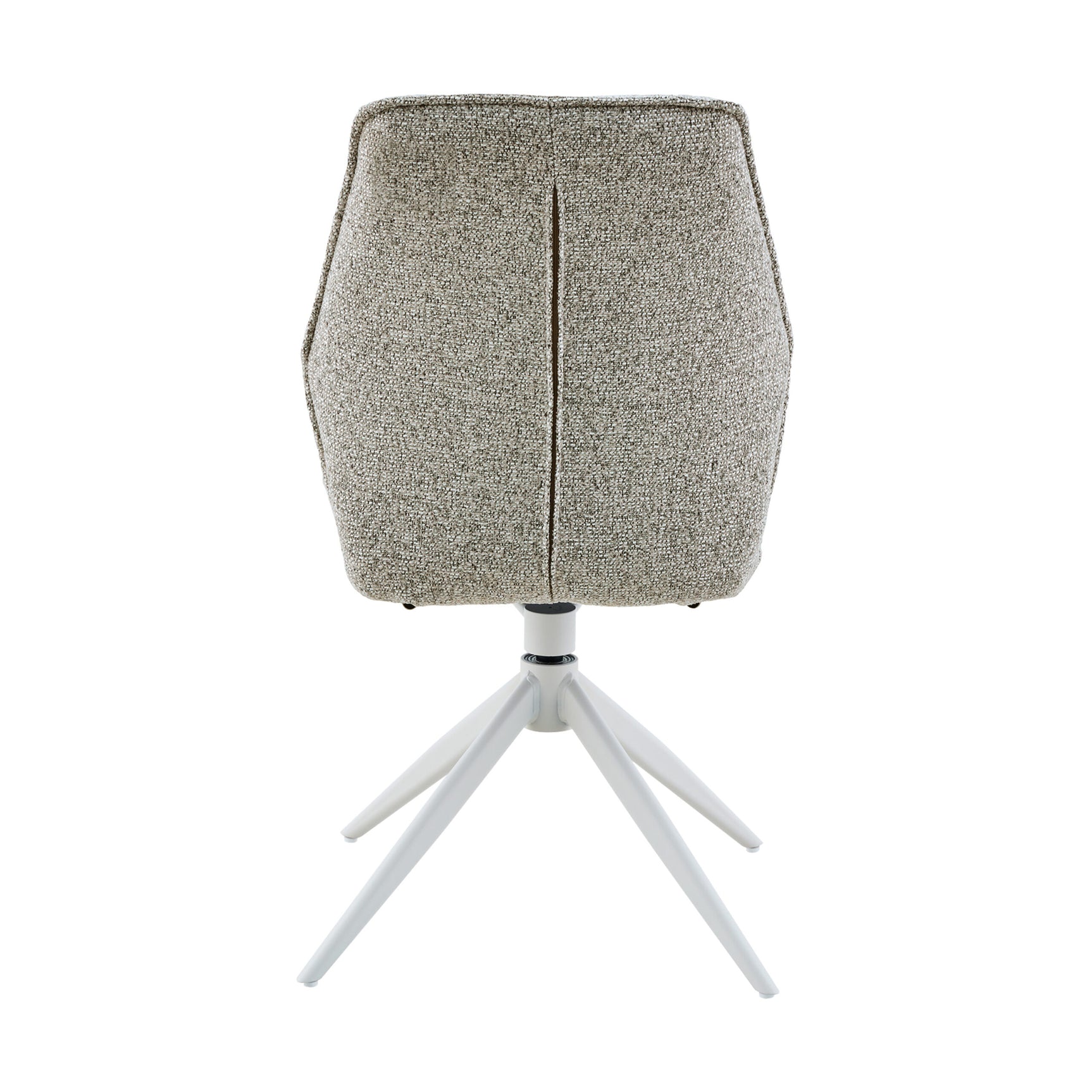Hera eetkamerstoel in lichtbeige stof met verticale naad in rug en 4 poten