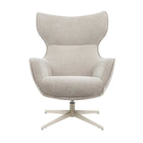 Leunstoel taupe met brede rug en zitting, bekleding met knoppenloze naden, stervoet