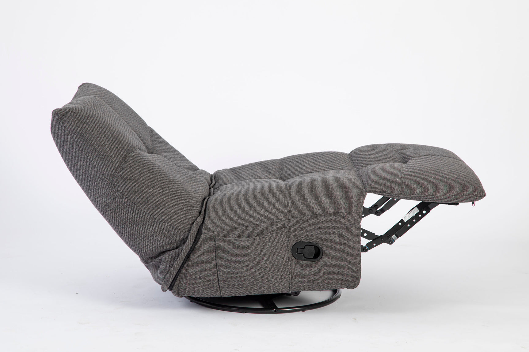 Donkergrijze relaxfauteuil Lazy in ligstand met armleuningen en voetensteun