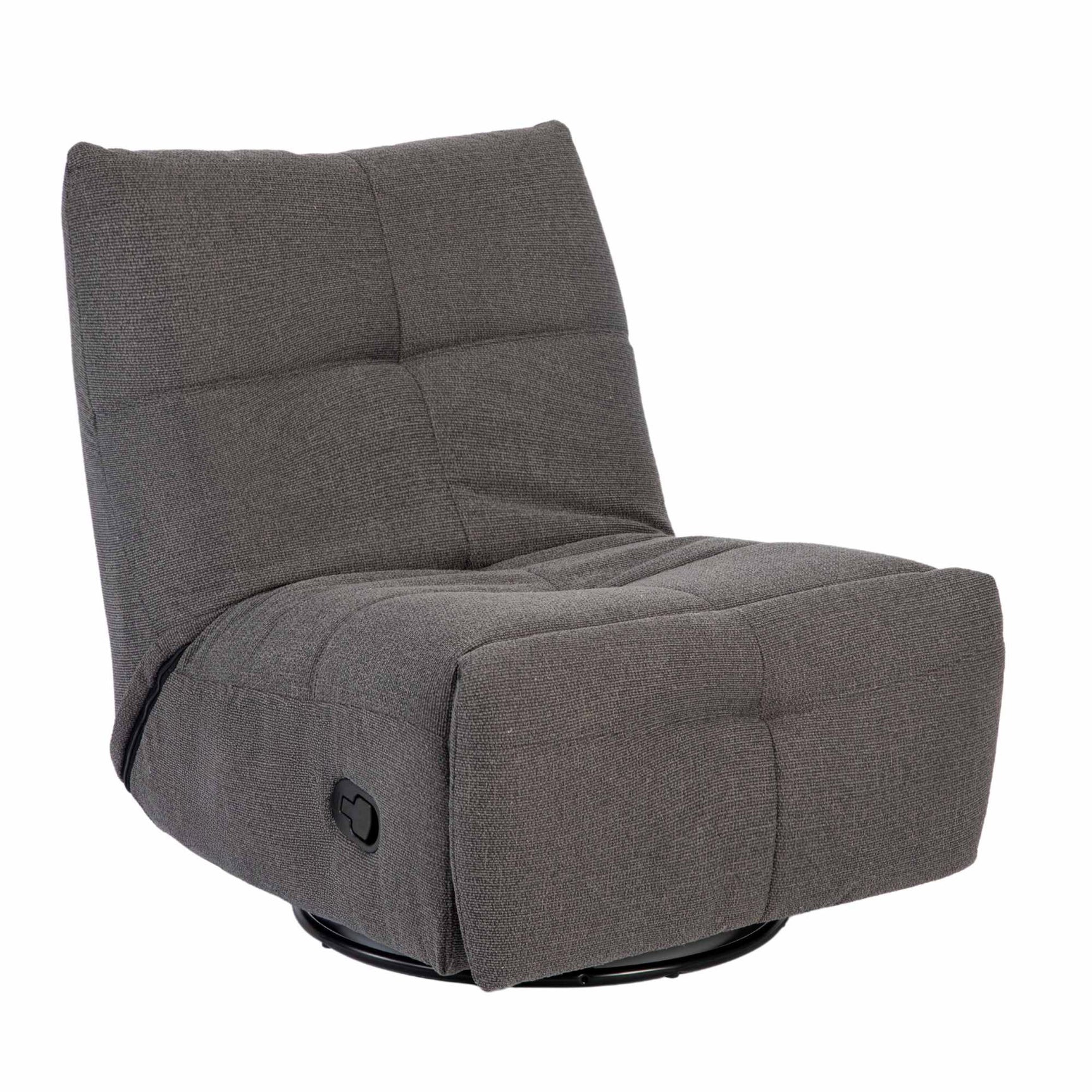 Donkergrijze relaxfauteuil Lazy met hoge rugleuning en ronde draaibasis