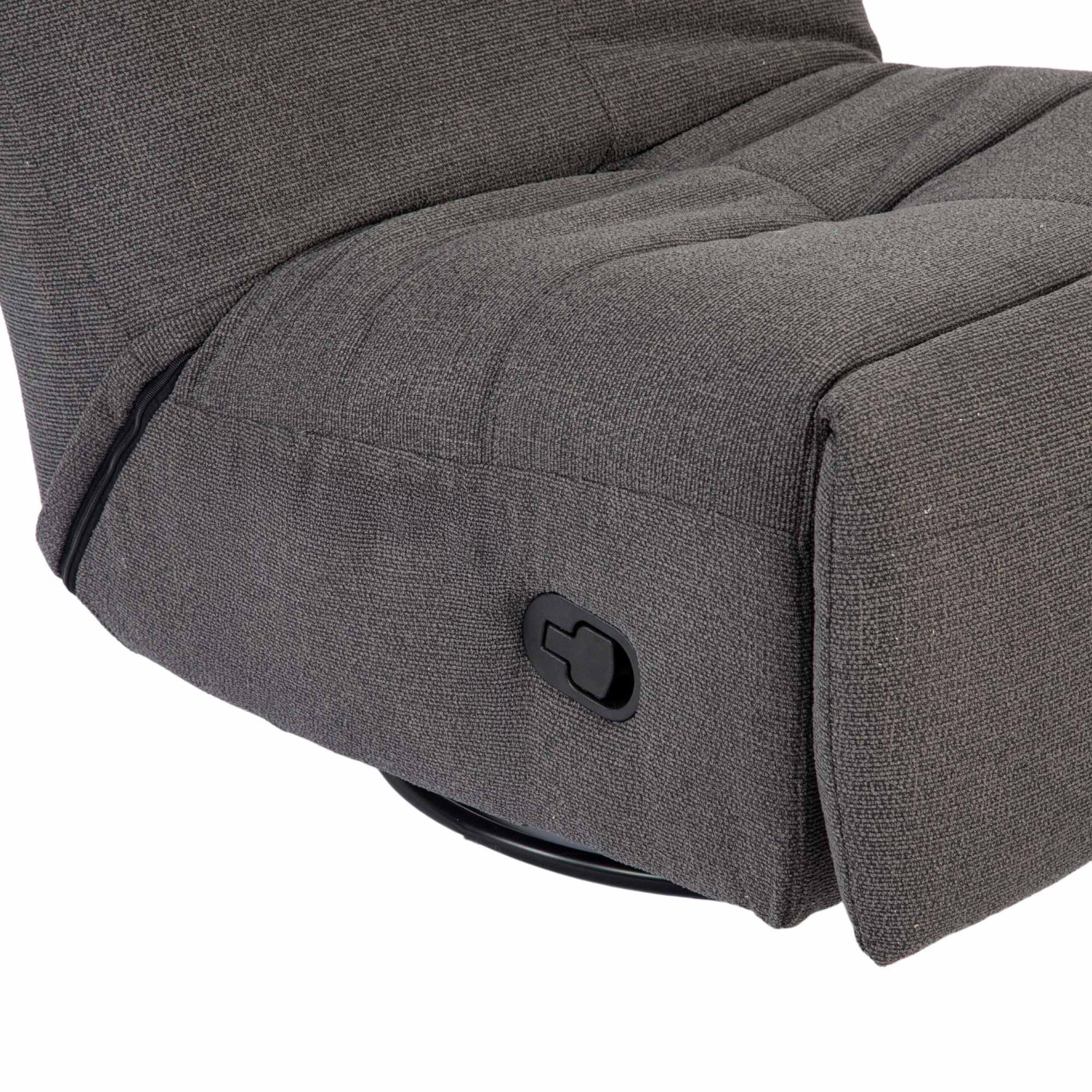 Donkergrijze relaxfauteuil Lazy met zwarte bedieningsknop op armleuning