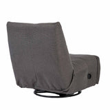 Relaxfauteuil Lazy in donkergrijze stof, zijaanzicht met hoge rug en ronde draaibasis.