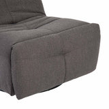 Donkergrijze relaxfauteuil met stoffen bekleding, brede zitting en afgeronde armleuning