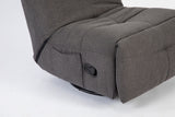 Donkergrijze fauteuilhoek met verstelknop en gestoffeerde afgeronde onderkant.