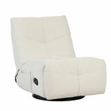 Relaxfauteuil in naturel met ronde basis en verstelbare rug, zwarte bediening