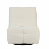 Relaxfauteuil naturel met hoge rug en ingewerkte kussens, ronde zwarte voet