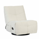 Relaxfauteuil naturel zijaanzicht met armleuningknop en gestikte naden op zitvlak