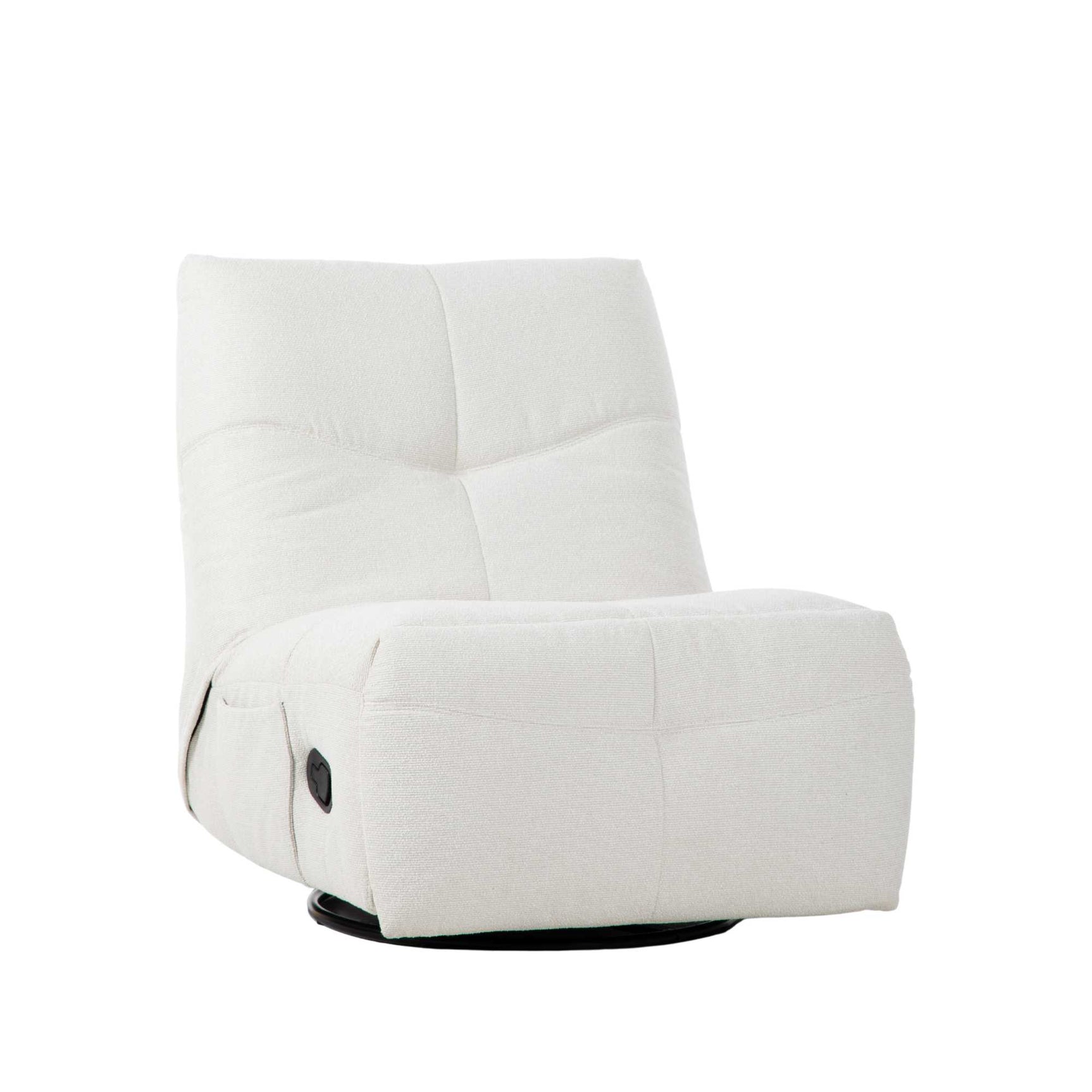 Relaxfauteuil naturel in profiel met verstelbare rug en zwarte ronde voet