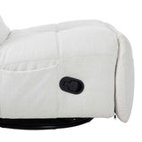 Lichtgekleurde relaxfauteuil met zijpaneel en zwarte bediening op armleuning