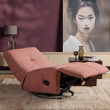 Roze relaxfauteuil met verlengde zitting en voetensteun, ligstand