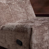 klei-kleurige relaxfauteuil met zwarte bedieningsknop op armleuning