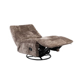 klei-kleurige relaxfauteuil met uitgeschoven voetensteun en neerklapbare rug