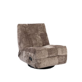 klei-kleurige relaxfauteuil met hoge rugleuning, ronde voetensteun en zwarte basis