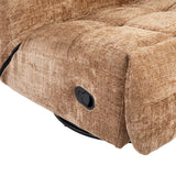 kaneelkleurige relaxfauteuil met voetensteun en knopdetail op de zijkant