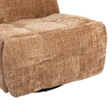 kaneelkleurige relaxfauteuil met gestoffeerde armleuning en draaibare voetsteun