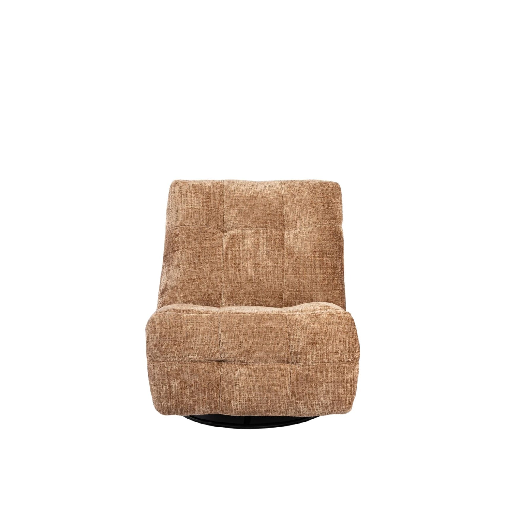 kaneelkleurige relaxfauteuil met hoge rug en brede zitting
