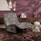 Grijze relaxfauteuil met voetensteun en opklapbare rug, gestoffeerd in geweven stof