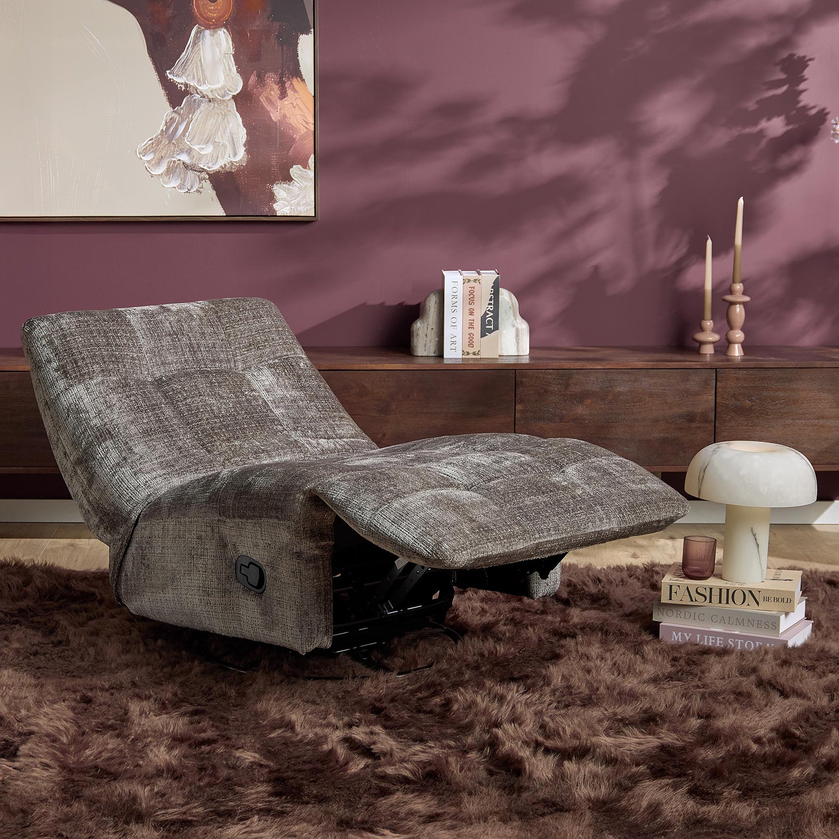 Grijze relaxfauteuil met voetensteun