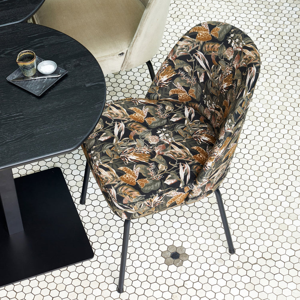 VOGUE EETKAMERSTOEL VELVET BOUQUET ZWART