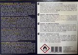 Achterzijde van witte aanmaakblokjes verpakking van Burning Boss, met specificaties en barcode