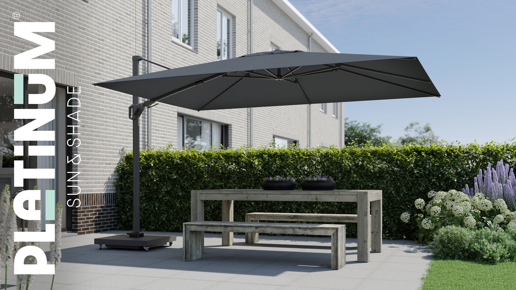 Platinum zweefparasol Challenger T² premium 260x350 - Havana