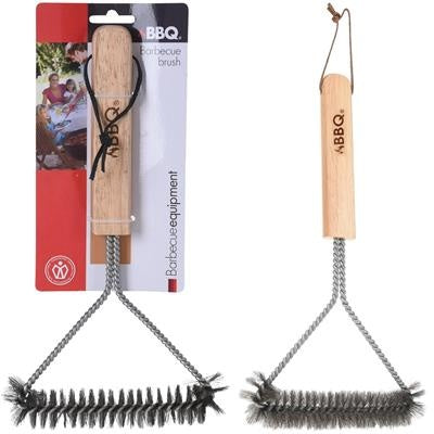 Barbecue borstel RVS/hout 30x14cm