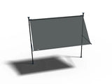 Platinum balkon flex frame met grijze uitvalschermdoek en metalen steunpalen