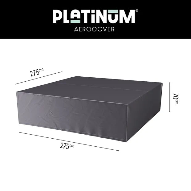 Loungesethoes, donkergrijze overtrek met afmetingen 275×275×70 cm