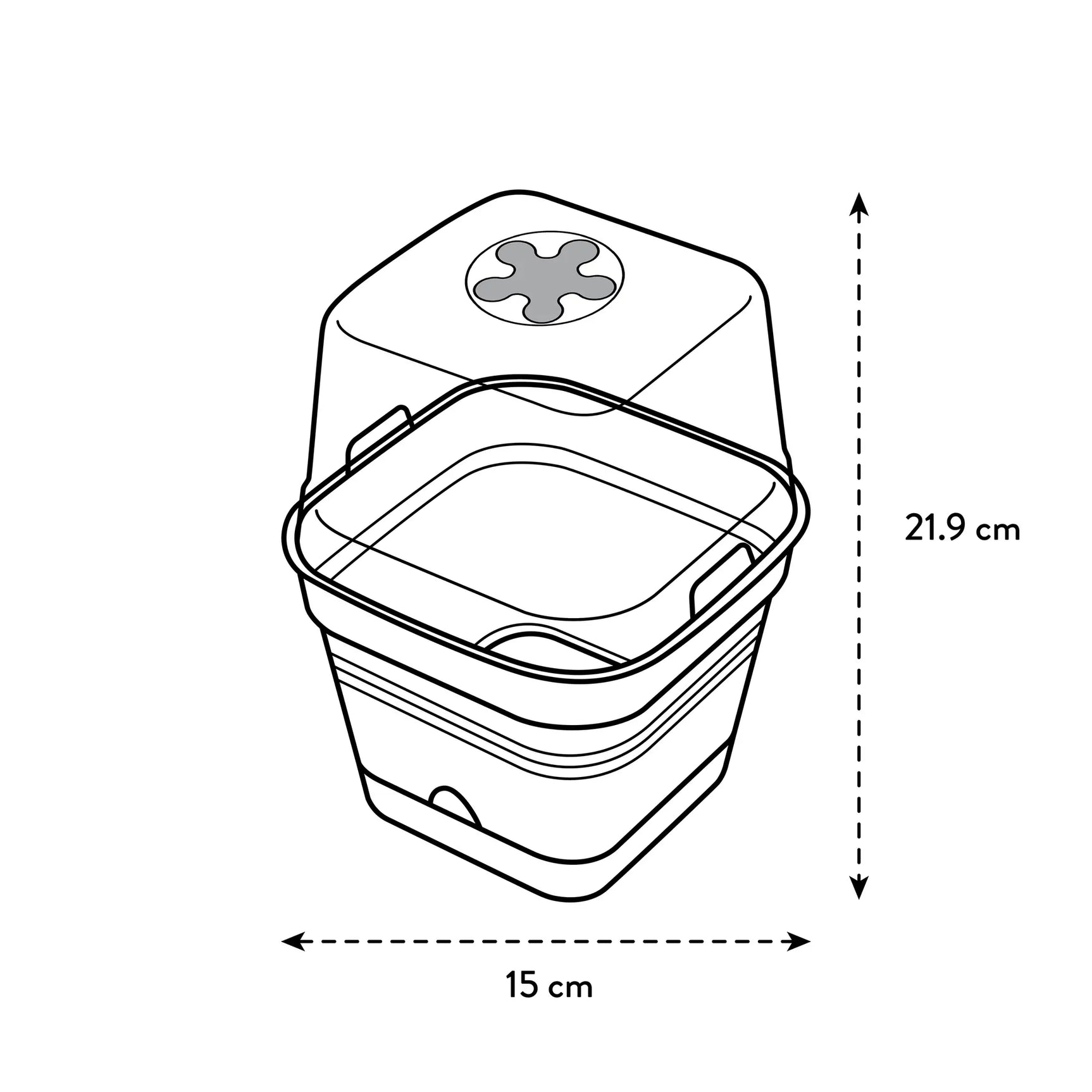 Elho - green basics kweekpot vierk. allin1 B 15 x H 12 x D 15 cm