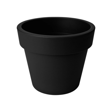 Zwarte Elho basics bloempot 30 cm, ronde kuipvorm, opstaande rand