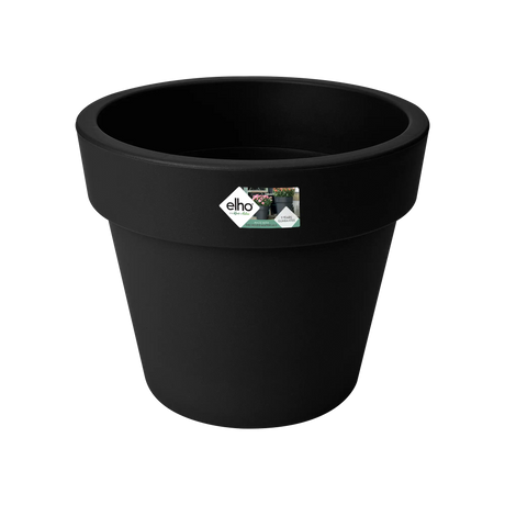 Elho basics bloempot 30 cm, zwart, ronde kuipvorm met opstaande rand