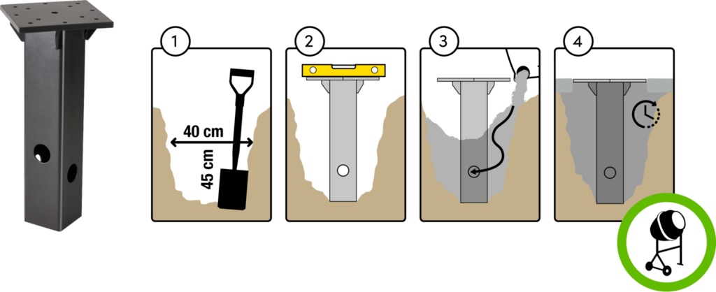 Platinum - Ingraaf parasolvoet - beton